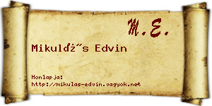 Mikulás Edvin névjegykártya